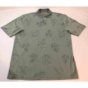 Jos A Bank Men’s Large Lightweight Hawaii Polo Shirt Floral Tropical Leaf Modern